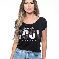 Polera Manga Corta Mujer Rock Caviar Negro