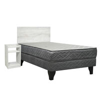Cama Europea Celta 1,5 Plazas Alba White + Respaldo + Velador