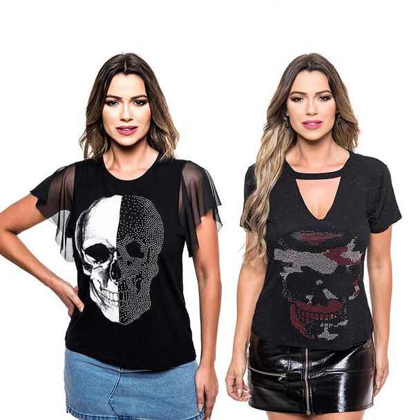 Pack 2 Poleras Mujer Rock Caviar