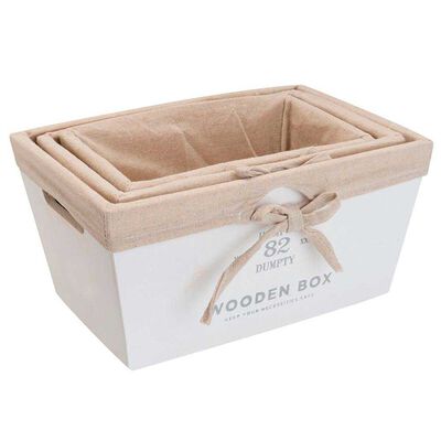 Imagen 1 del producto Set de 3 Canastos Rectangulares Madera Vgo Blanco