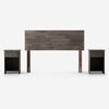 Cama Europea Rosen 2 Plazas Wave + Respaldo + 2 Veladores Tabor Grafito