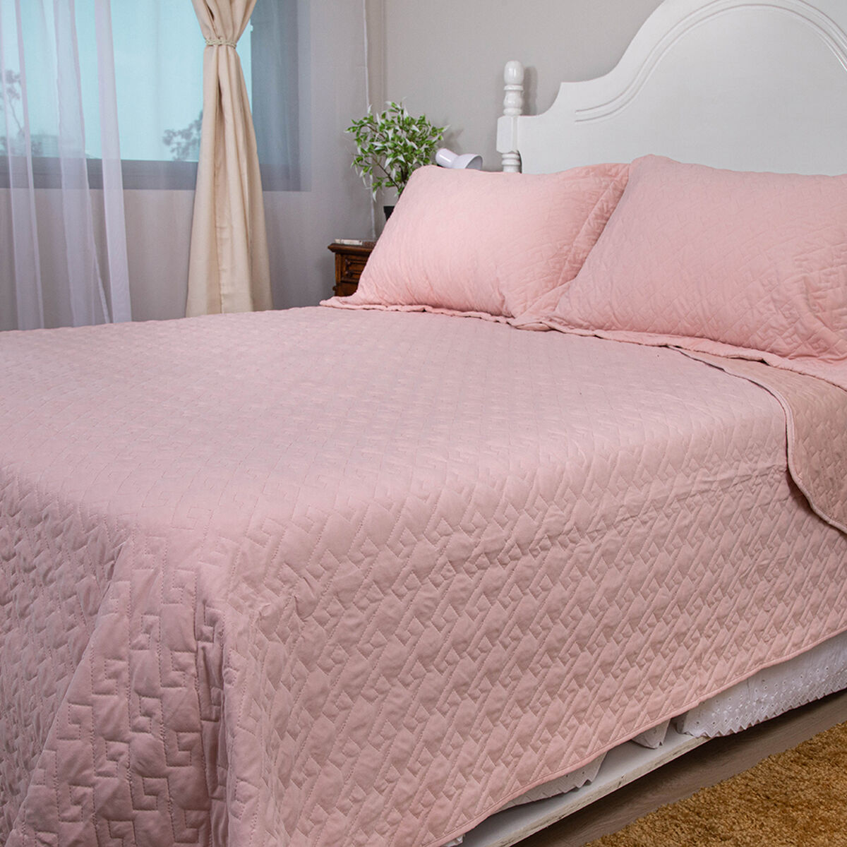 Quilt Doral King Rosa Pastel  Velvety