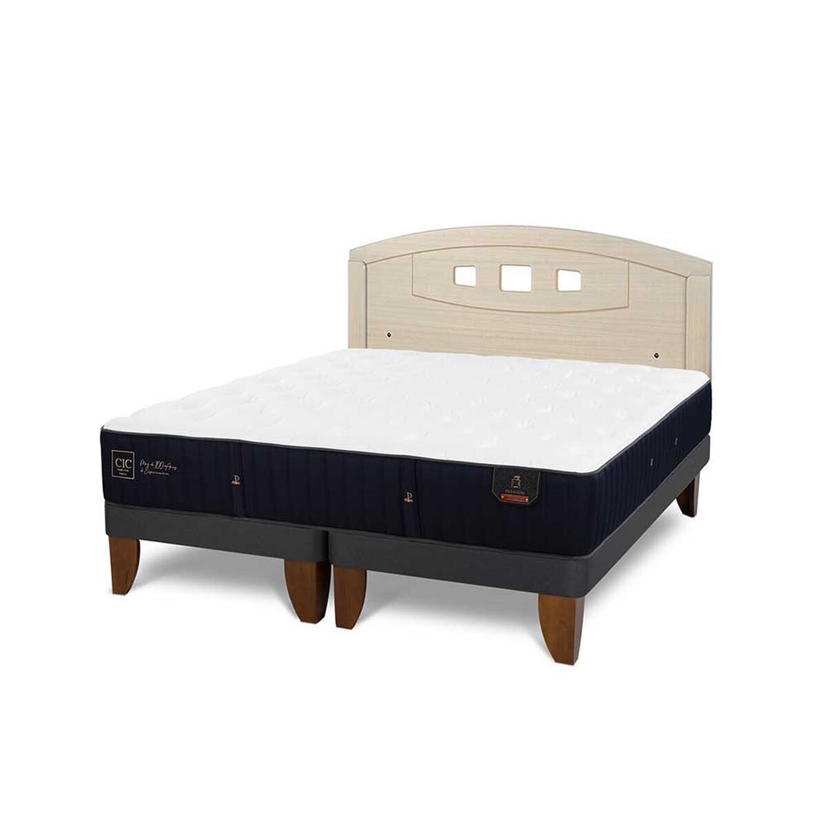 Cama Europea CIC Base Dividida 2 Plazas Premium + Respaldo Gales Alpino