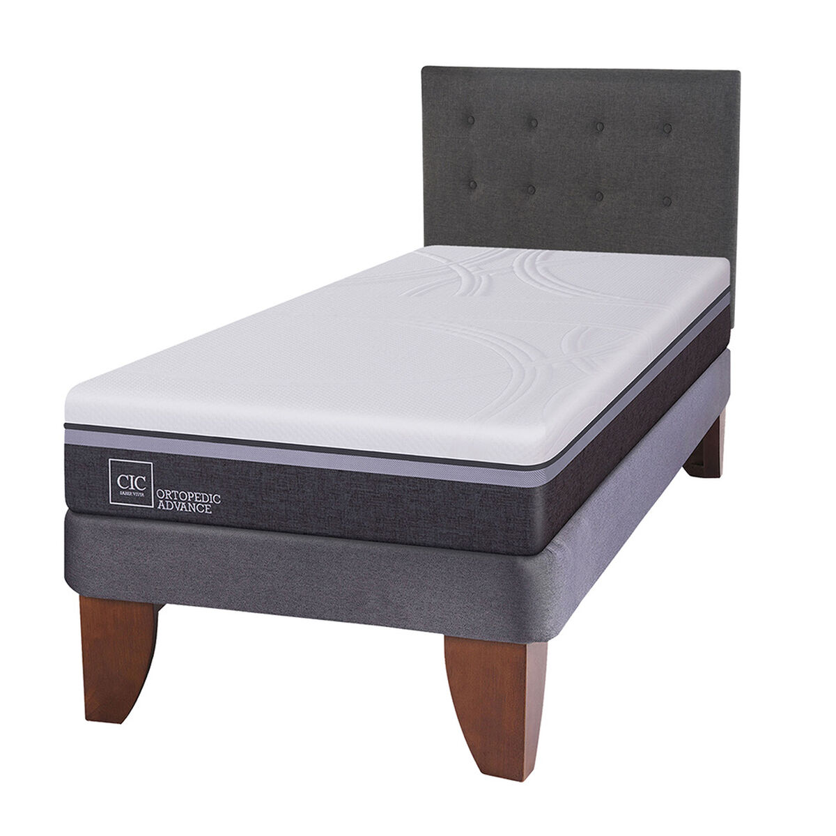 Cama Europea CIC 1,5 Plazas Ortopedic Advance + Respaldo Eufrates