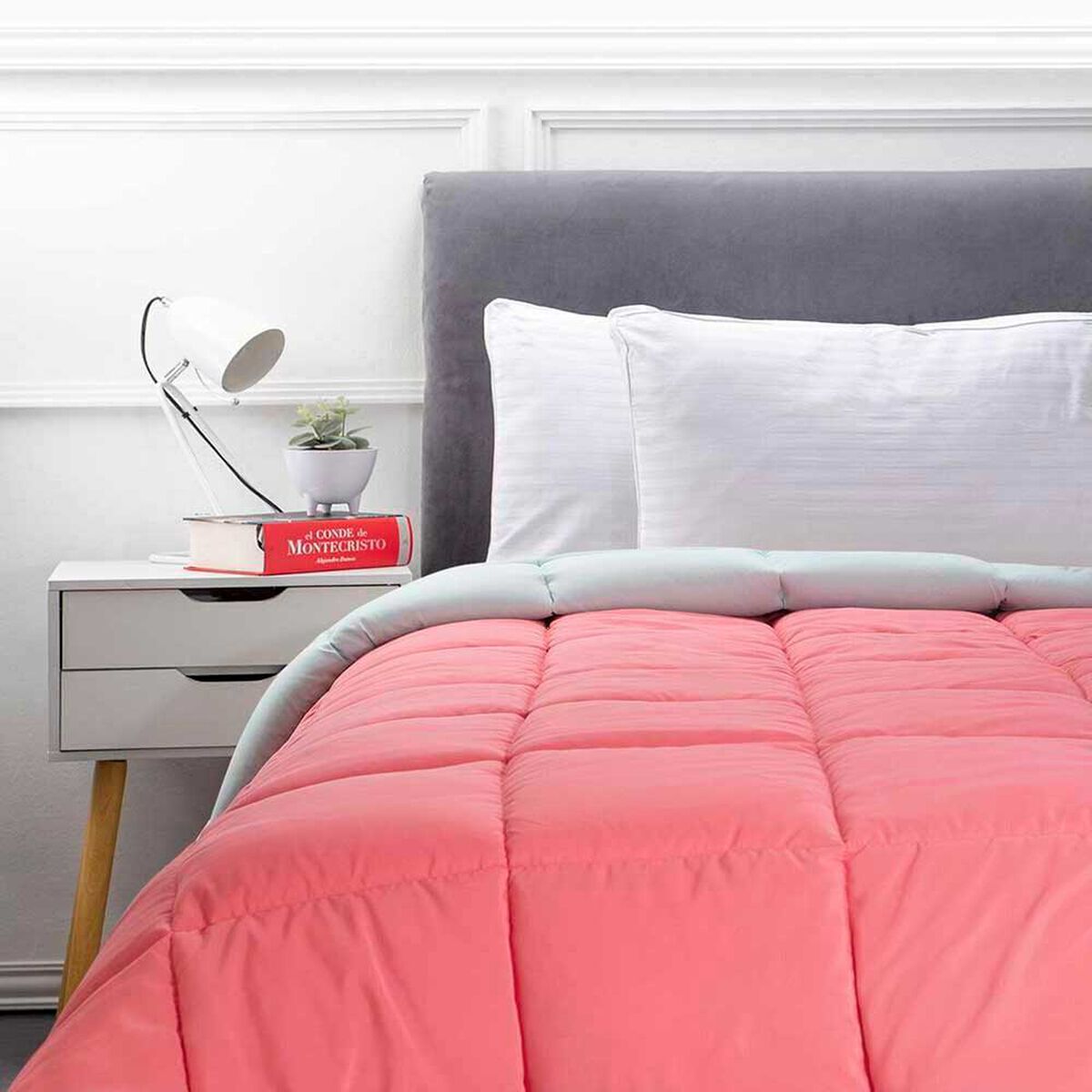 Plum&oacute;n Bicolor Casanova 1,5 Plazas Liso Sand&iacute;a Menta