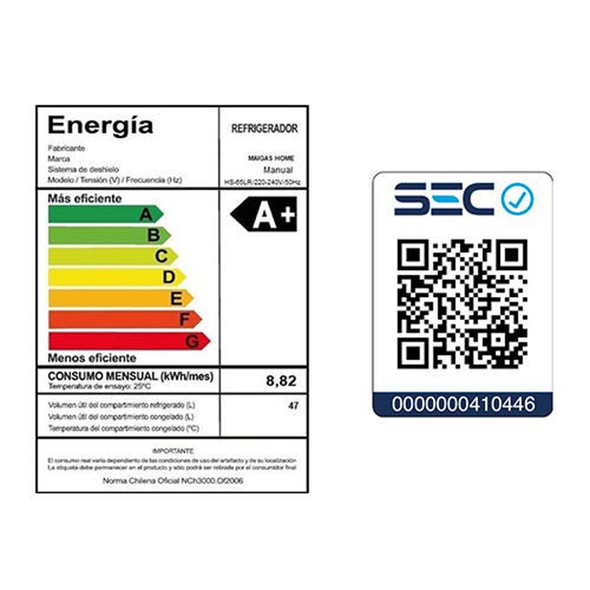 Frigobar Maigas HS-65LR 47 lts.