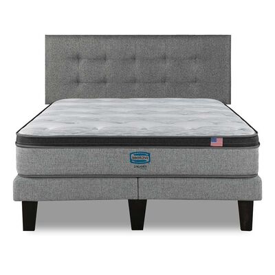 Cama Europea Simmons 2 Plazas Dreamer Plazasus Box + Respaldo Urban Gris