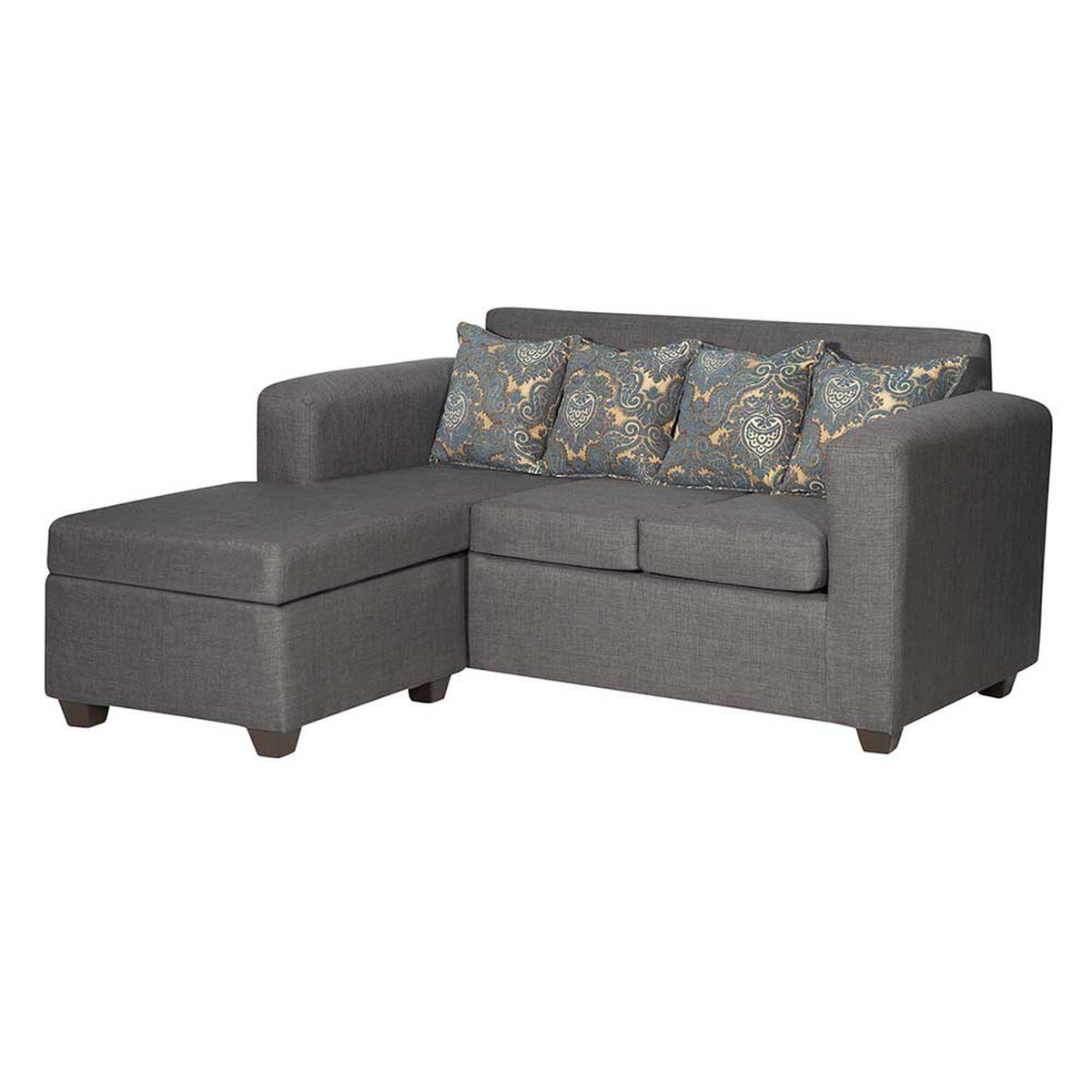 Sofá Seccional Intercambiable Essenza New Puket Tela Catania Chaise longue + Sofá 2 Cuerpos Gris