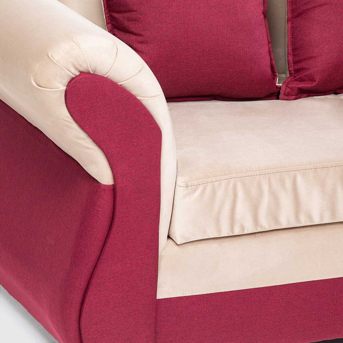 Sofá Seccional Almore New Irlanda 5 Cuerpos Beige Rojo