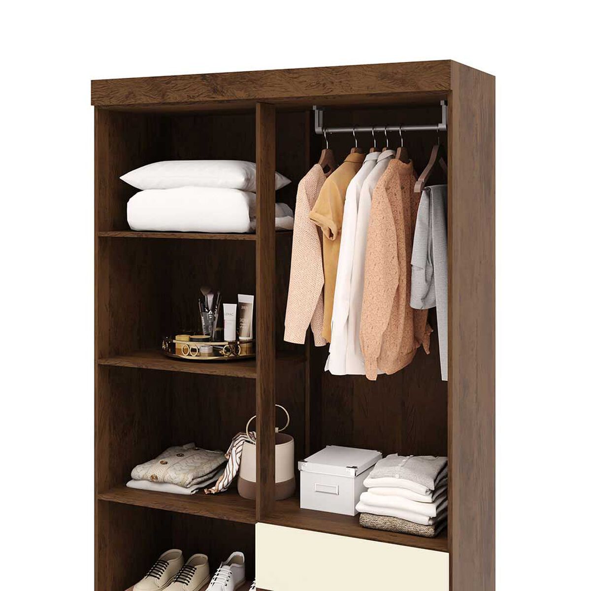 Closet Vekkahome Americano 4 Puertas 2 Cajones Crema