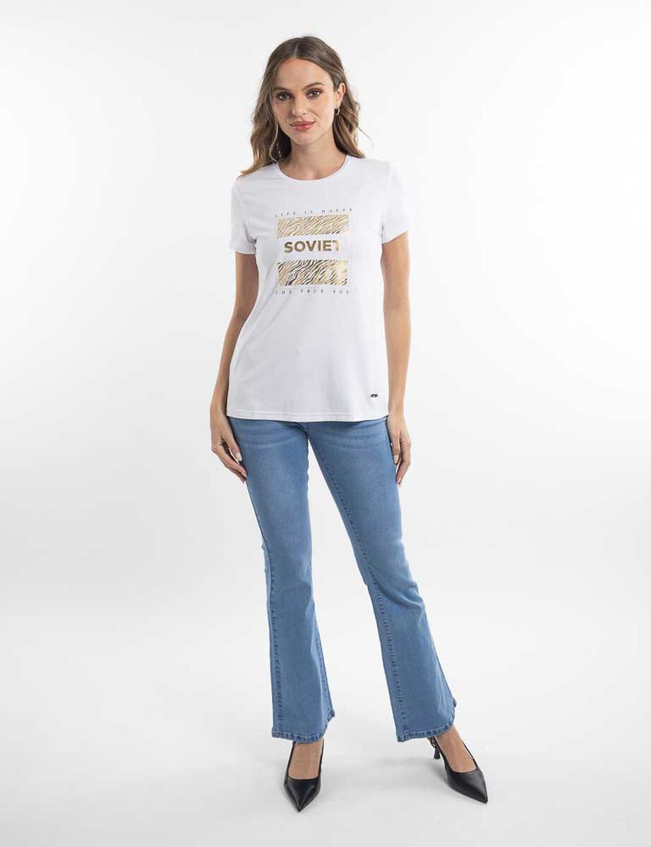 Polera Con Estampado Manga Corta Mujer Soviet