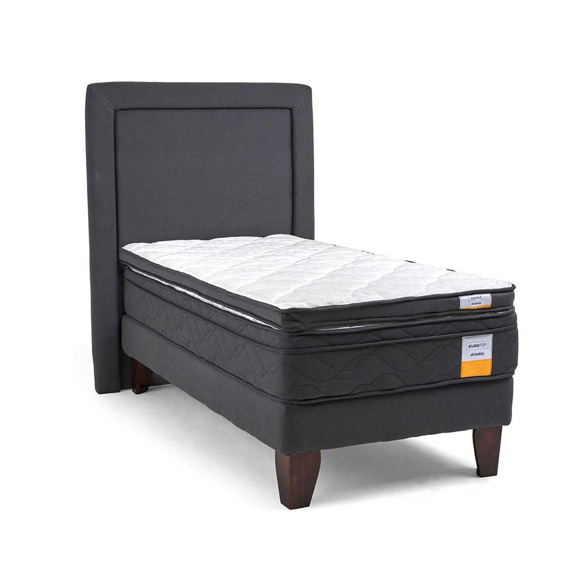 Cama Europea Drimkip 1 Plaza Plus Eurotop + Topper + Respaldo