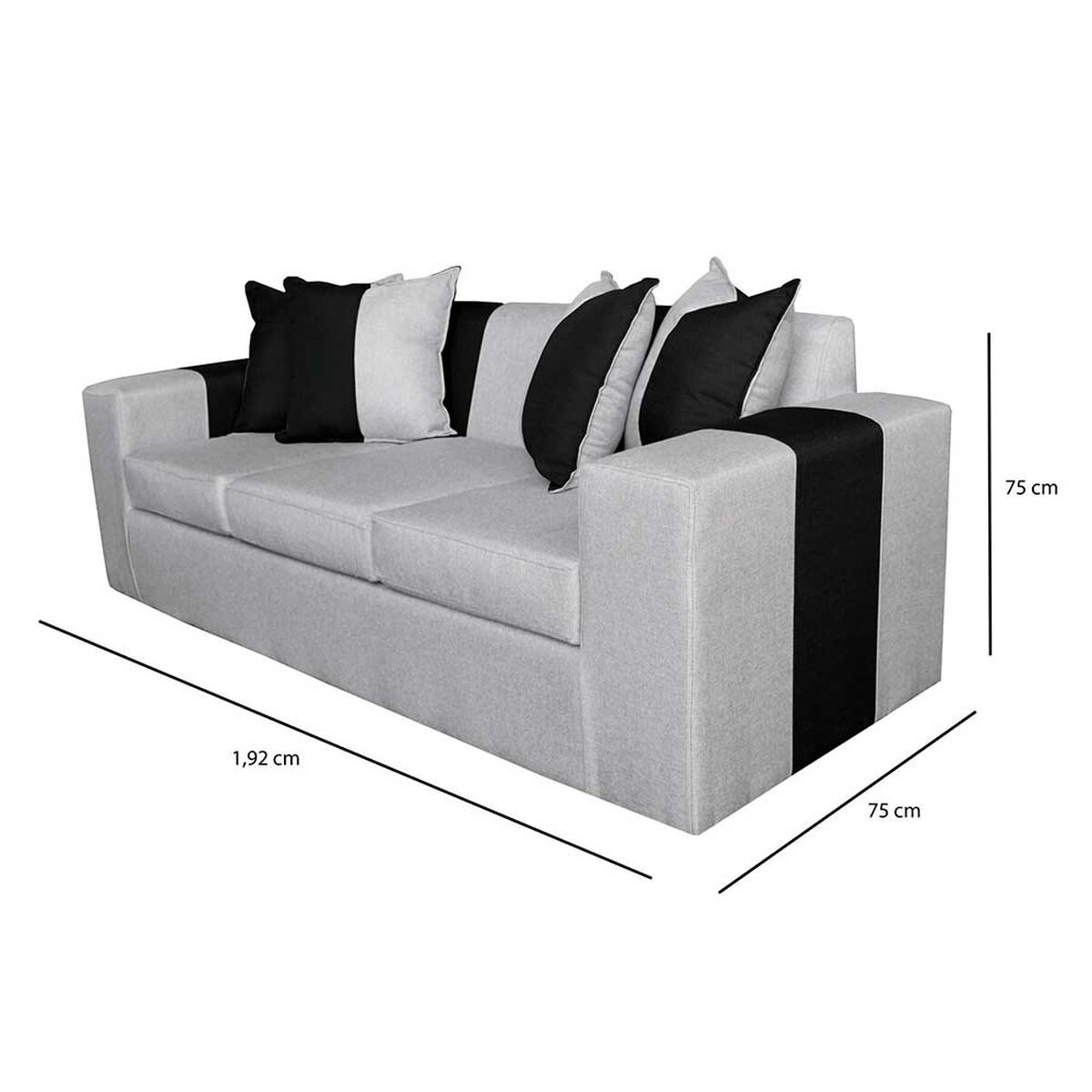 Sof&aacute; Muebles MYM Benjamin 3 Cuerpos + Dos Pouf 1 Cuerpo Gris Negro