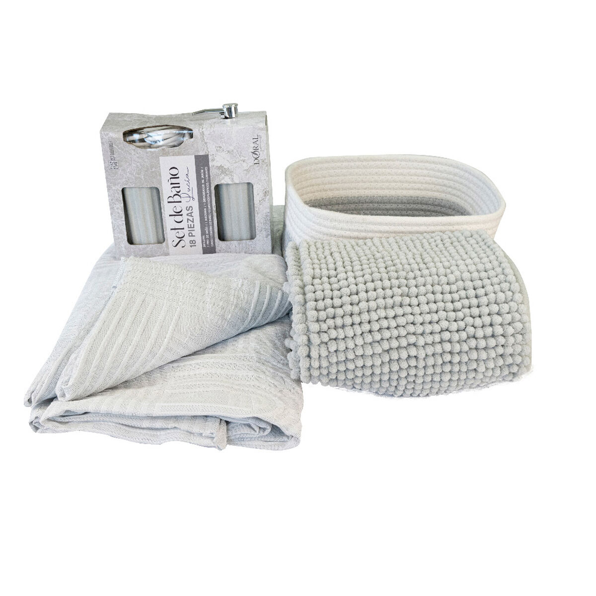 Set de Ba&ntilde;o Doral Lucia 18 Piezas Gris