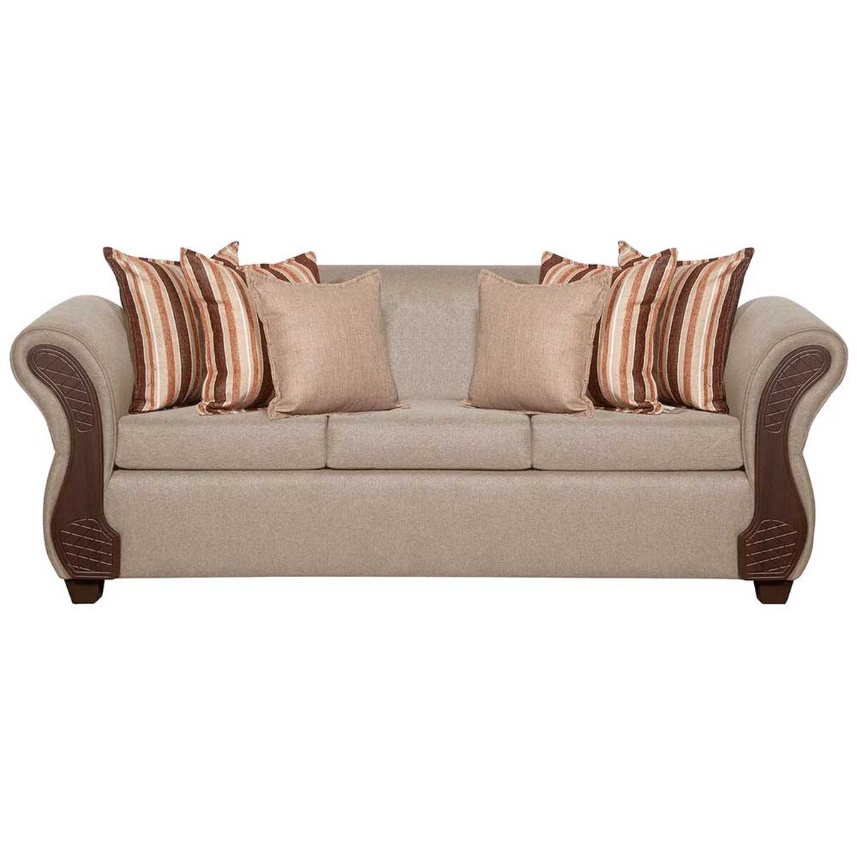 Juego de Living Ruzam Mobel Marsella Sofá 3 Cuerpos + Dos Sillones 1 Cuerpo Lino Beige