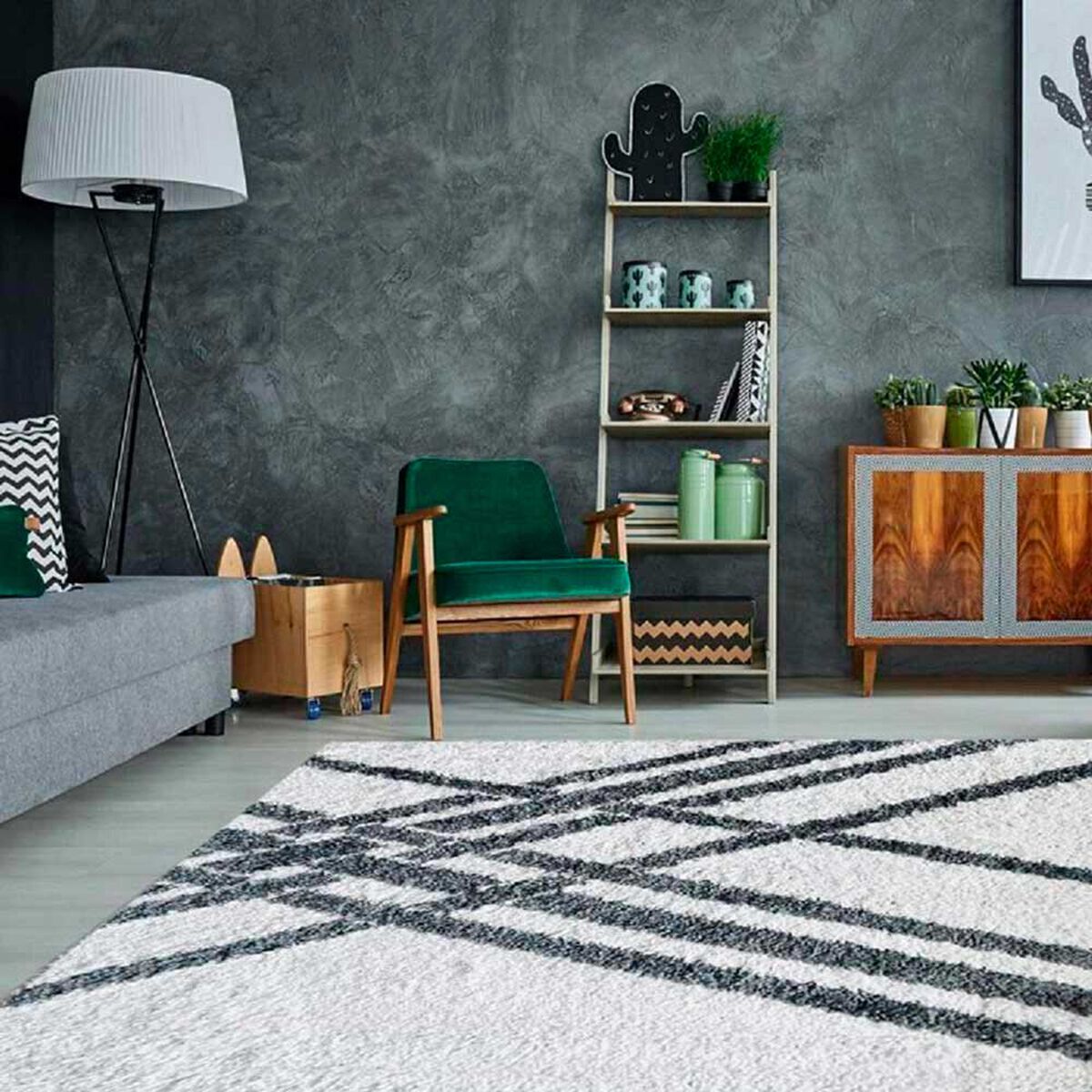 Alfombra Shaggy Idetex Gardenia White 150 x 200 cm