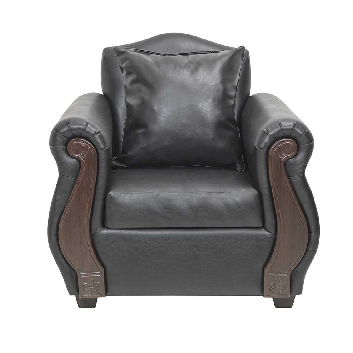 Juego de Living Innovamuebles New Bugambilia PU Sofá 3 Cuerpos + Sofá 2 Cuerpos + Butaca 1 Cuerpo 1 Cuerpo Negro 