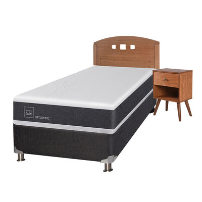 Imagen 2 del producto Box Spring CIC 1,5 Plazas New Ortopedic + Respaldo + Velador New Gales