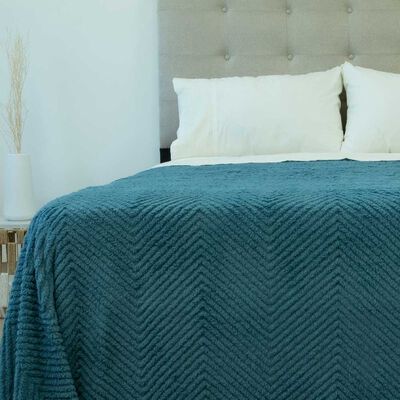 Frazada Doral 2 Plazas Chiporro Jacquard Liso Azul