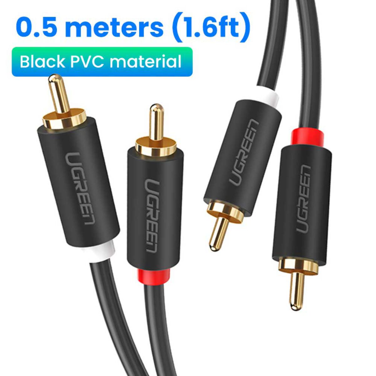 Cable De Audio M/M 2Rca/2Rca 1.5M Negro Ugreen Av104