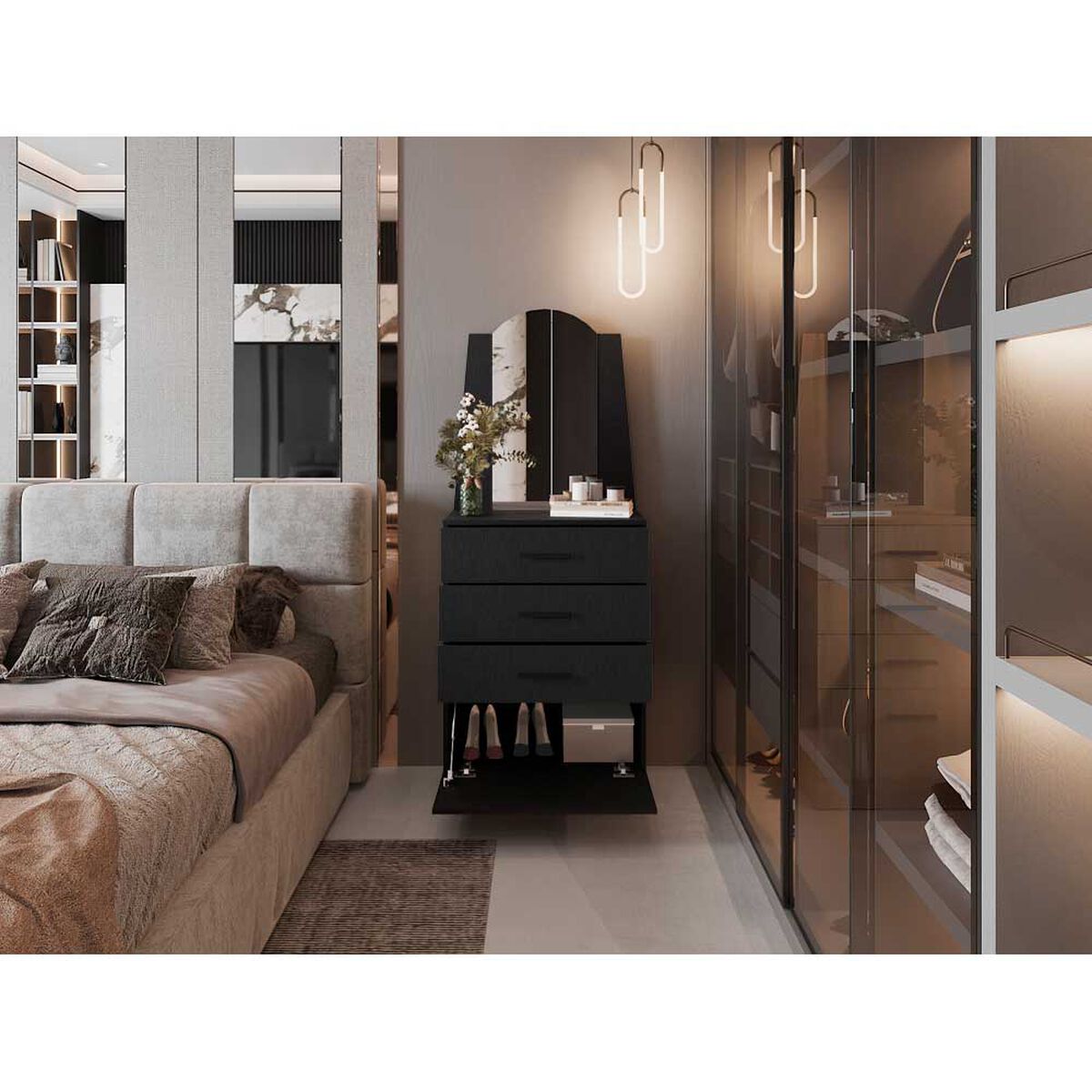 C&oacute;moda TUHOME Praga Met&aacute;licas 1 Caj&oacute;n Wengu&eacute;