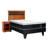 Cama Europea Celta 1,5 Plazas Black Soul + Respaldo + Velador Mallorca