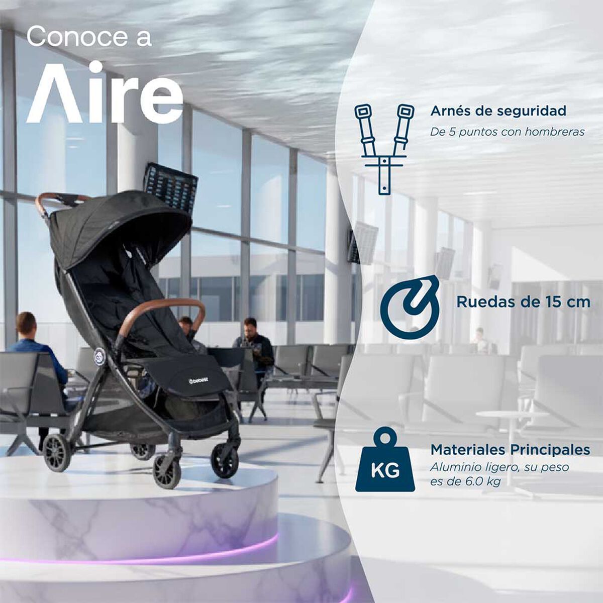 Coche Paseo Aire Cabina Negro Bebesit