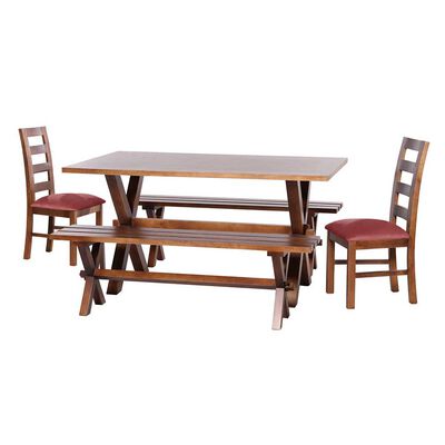 Juego de Comedor Latam Home Sevilla Granada 2 Sillas + 2 Bancas Velvet Palo Rosa
