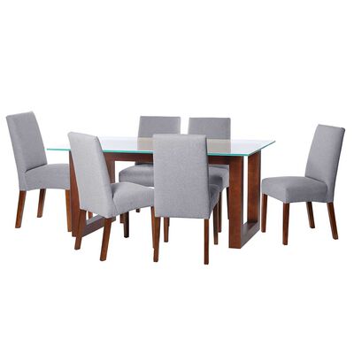 Juego de Comedor Latam Home Pamplona Granada 6 Sillas Velvet Azul Petroleo