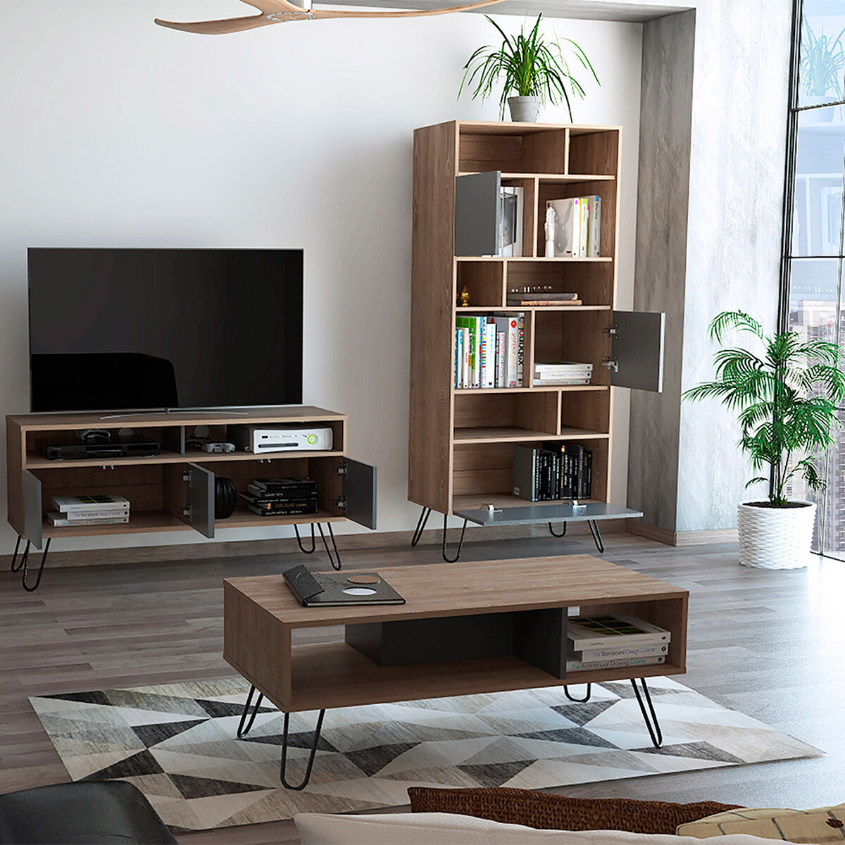 Rack TV 55" + Biblioteca + Buffet + Mesa Centro Vassel