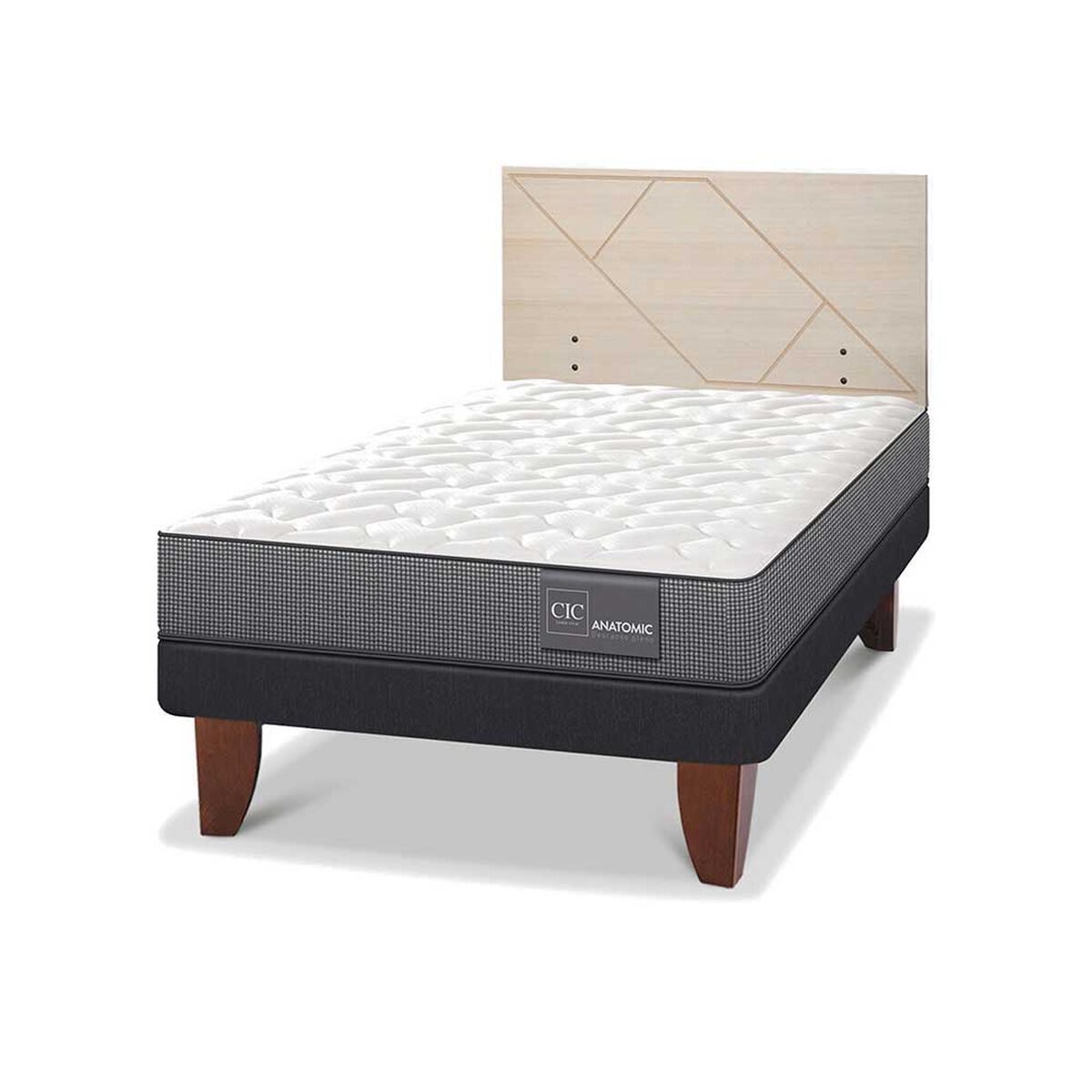Cama Europea CIC 1,5 Plazas Anatomic + Respaldo Villarrica Alpino