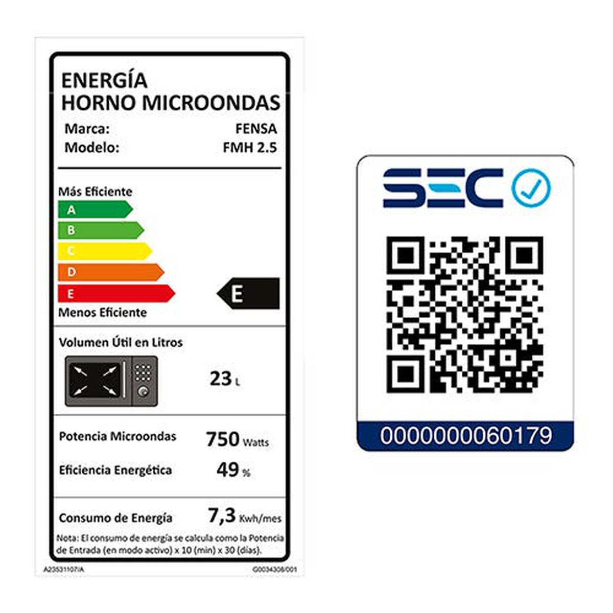 HORNO MICROONDAS 25 LTS EMPOTRABLE FMH 2.5