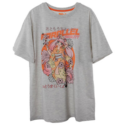 Imagen 2 del producto Polera Manga Corta de Algodón Niña Mila Gris, Negro, Rosado