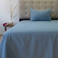 Juego de Sábanas Doral 1,5 Plazas Lisas 210 Hilos Azul Piedra
