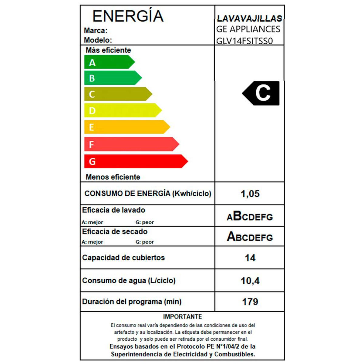 Lavavajillas General Electric GLV14FSITSS0 14 Cubiertos