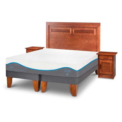 Imagen 2 del producto Cama Europea CIC Base Dividida 2 Plazas Alaska + Respaldo + 2 Veladores