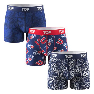 Pack 3 B&oacute;xer Medio Algod&oacute;n Universidad De Chile Hombre Top