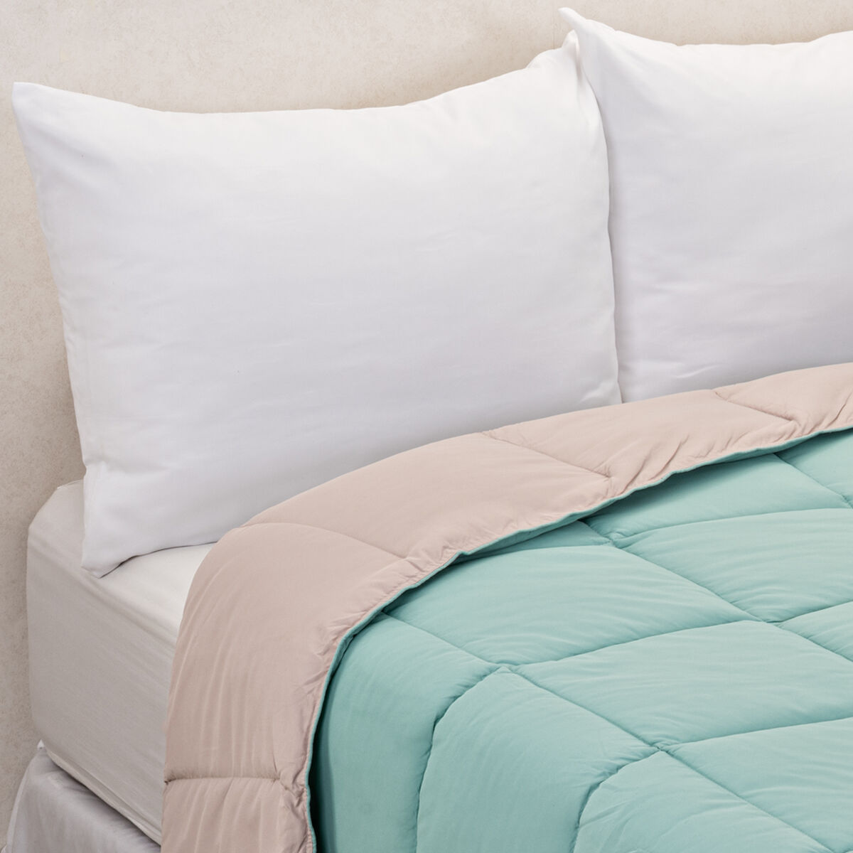 Plumón Bicolor Casanova 2 Plazas Turquesa Beige