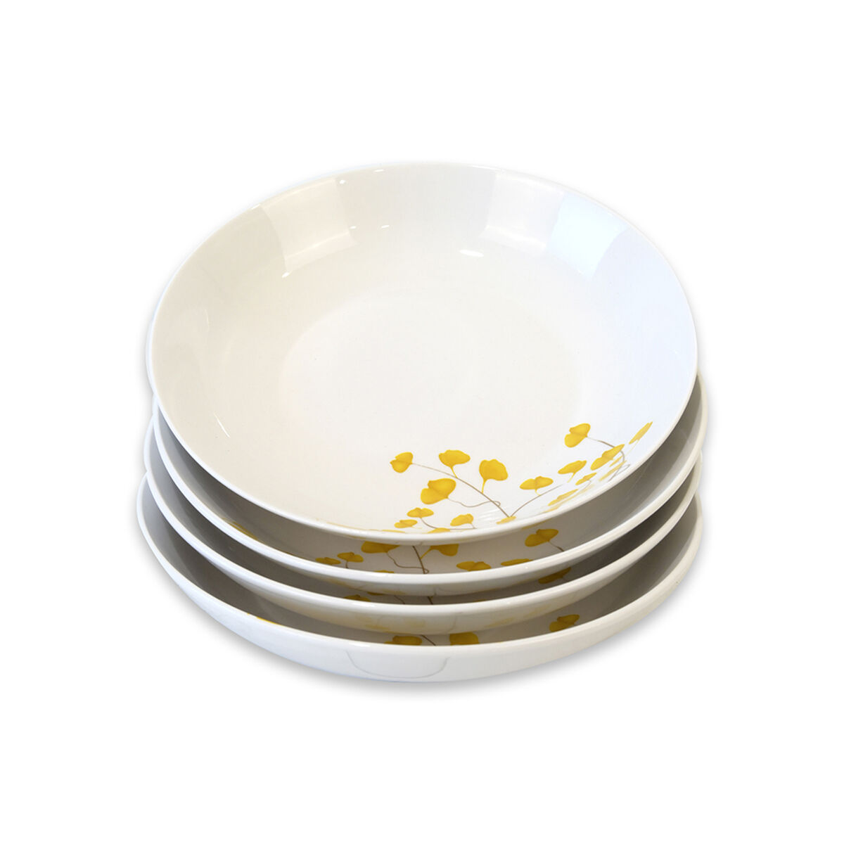 Set Platos Hondo Doral Flor 4 Piezas Amarillo