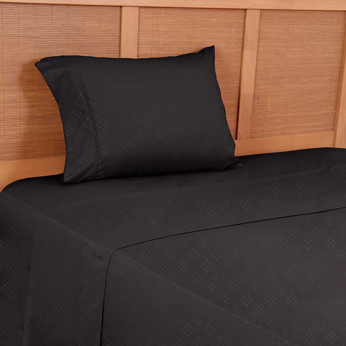 Juego de Sábanas Embossed Plumetti 1,5 Plazas Mimosa Negro
