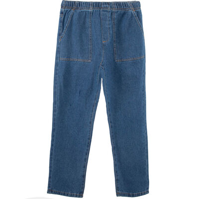 Jeans Pretina Elasticada de Algodón Niño Chess