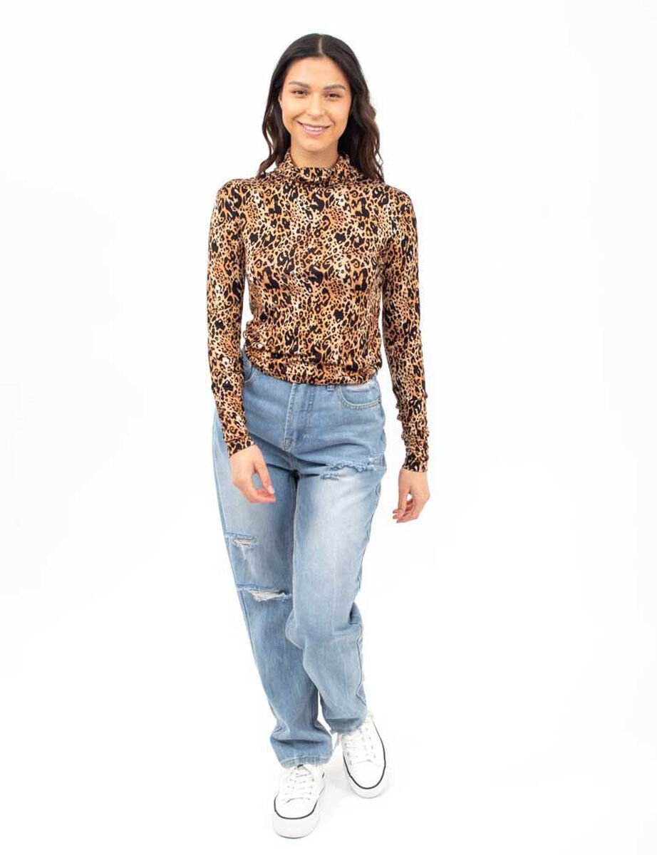 Polera Crop Manga Larga Cuello Tortuga Mujer Icono