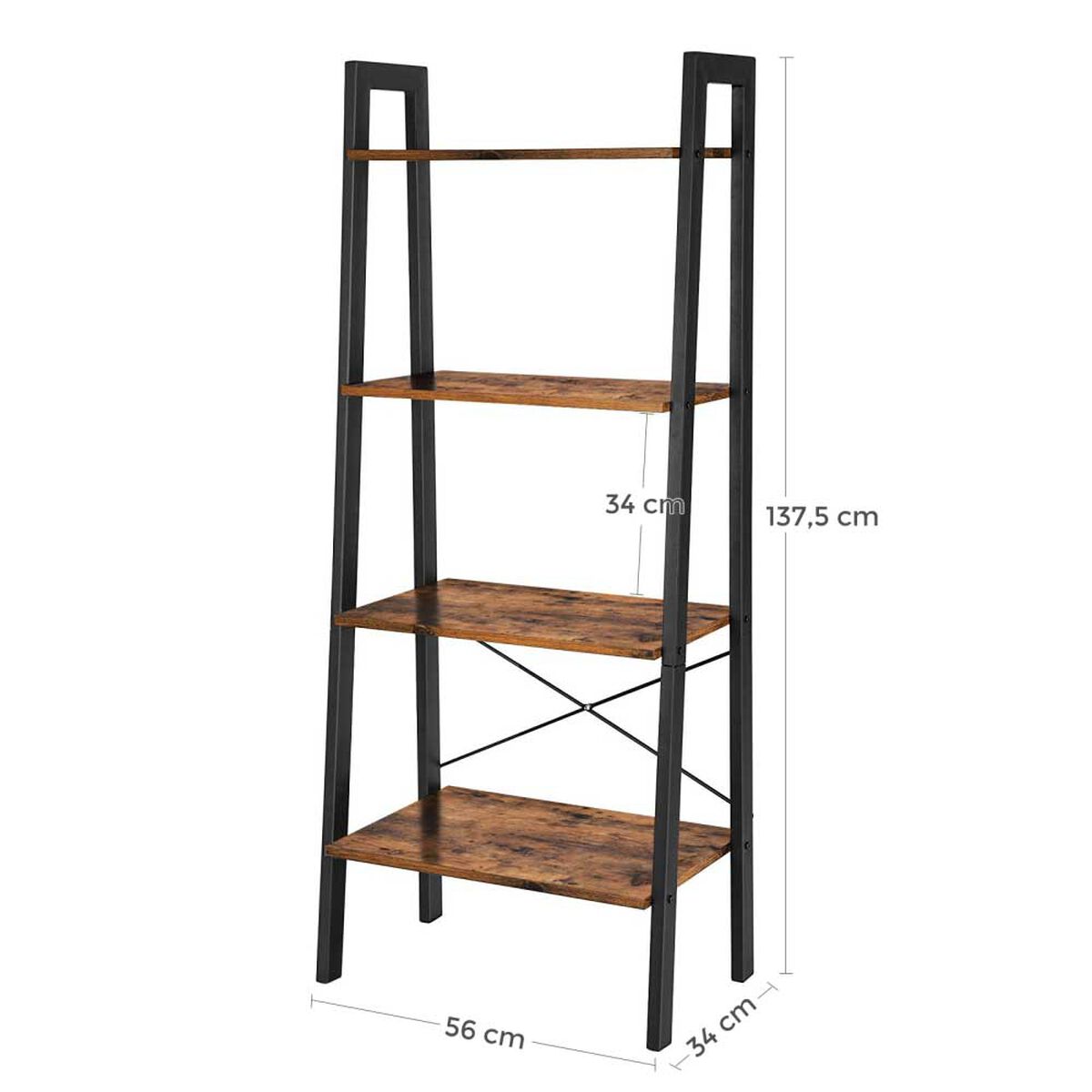 Repisa Escalera Fm Furniture Metalwood Colection Marrón Rústico
