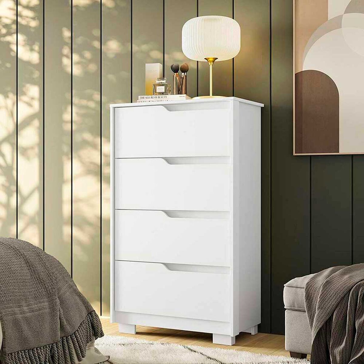 C&oacute;moda Vekkahome Sole 4 Cajones Blanco Caf&eacute;