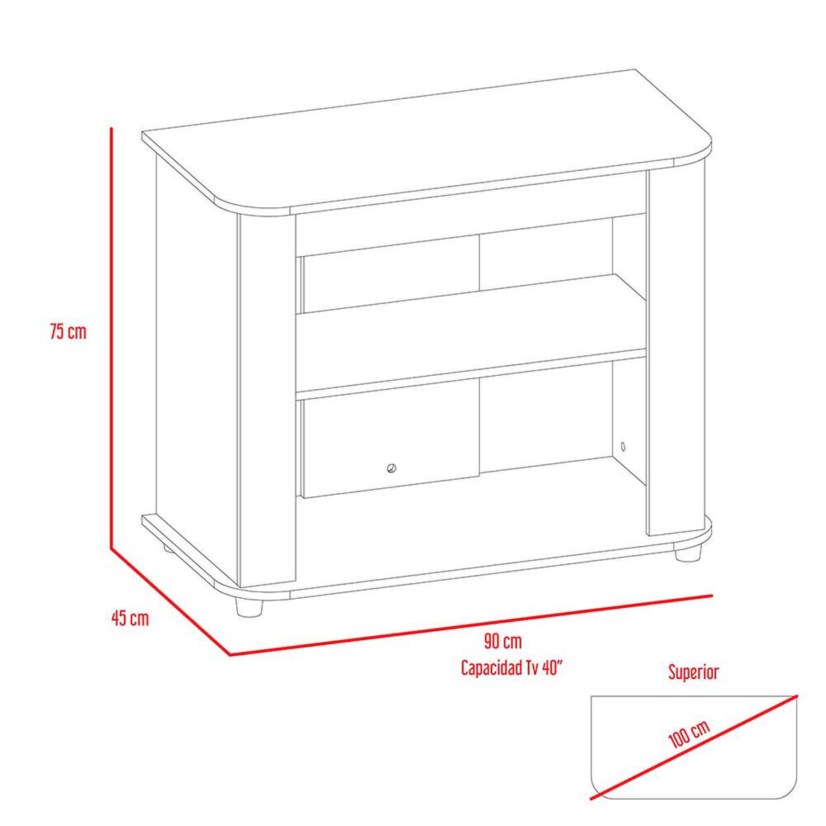 Rack TV TuHome Maori Hasta 40" Co&ntilde;ac