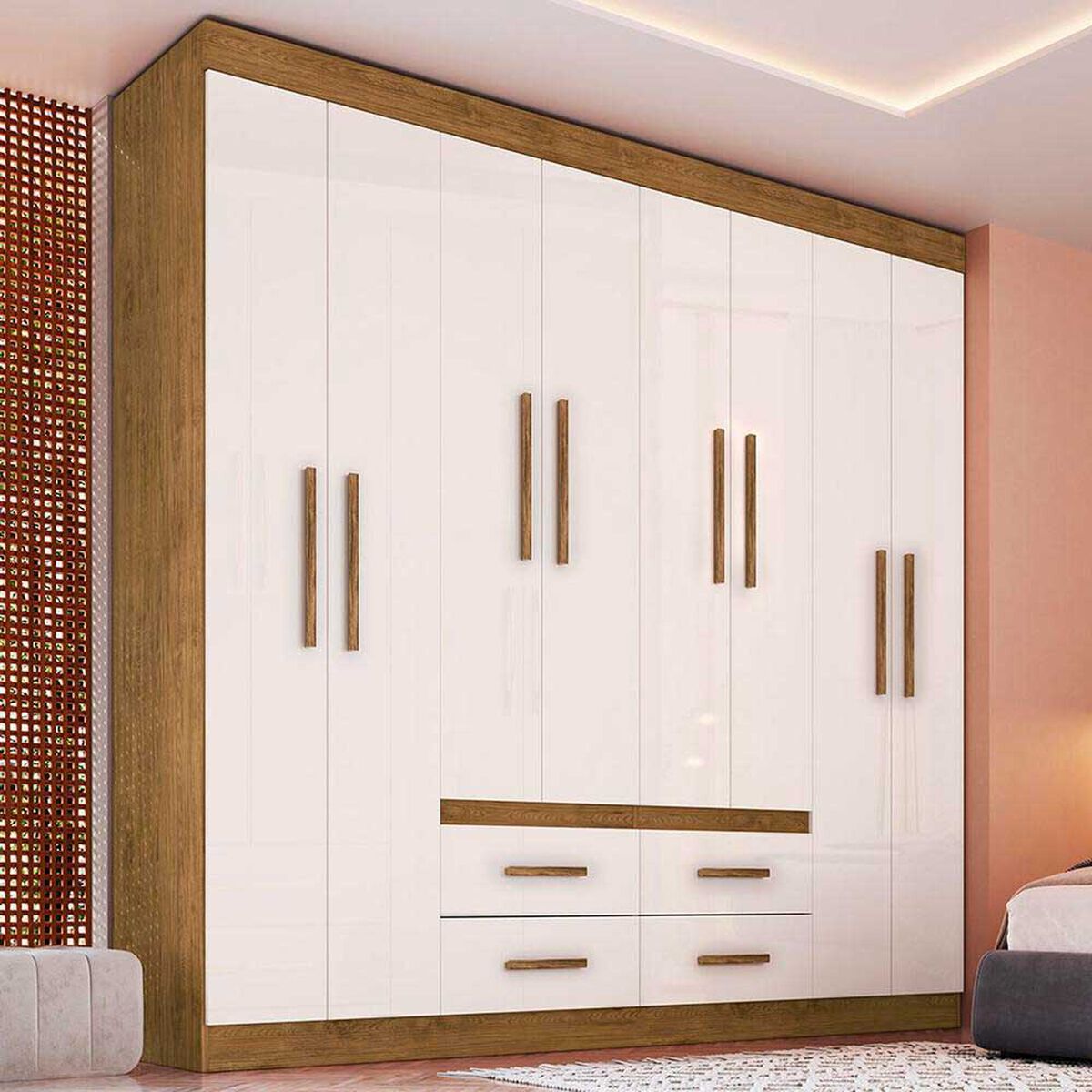 Cl&oacute;set Exit Las Vegas 8 Puertas 4 Cajones Nuez y Beige