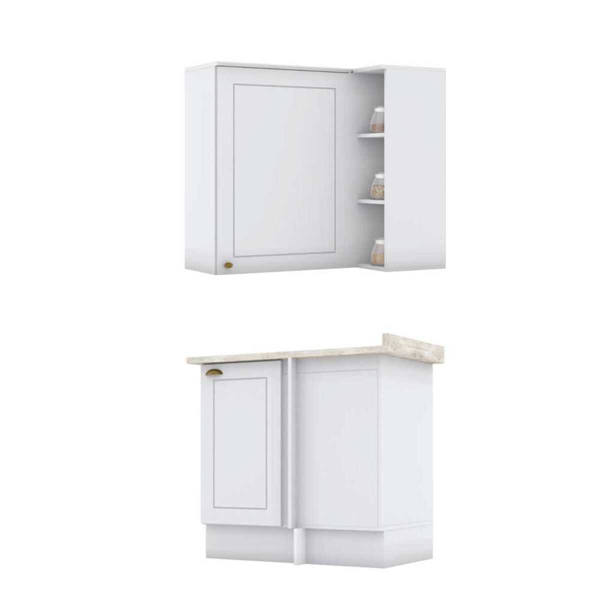 Combo Cocina Esquinero Mueble Aéreo + Base Americana Blanco