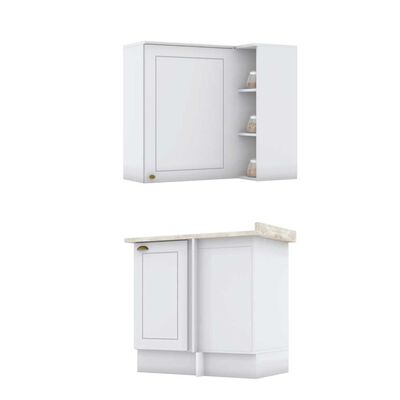 Combo Cocina Esquinero Mueble Aéreo + Base Americana Blanco