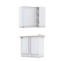 Combo Cocina Esquinero Mueble Aéreo + Base Americana Blanco