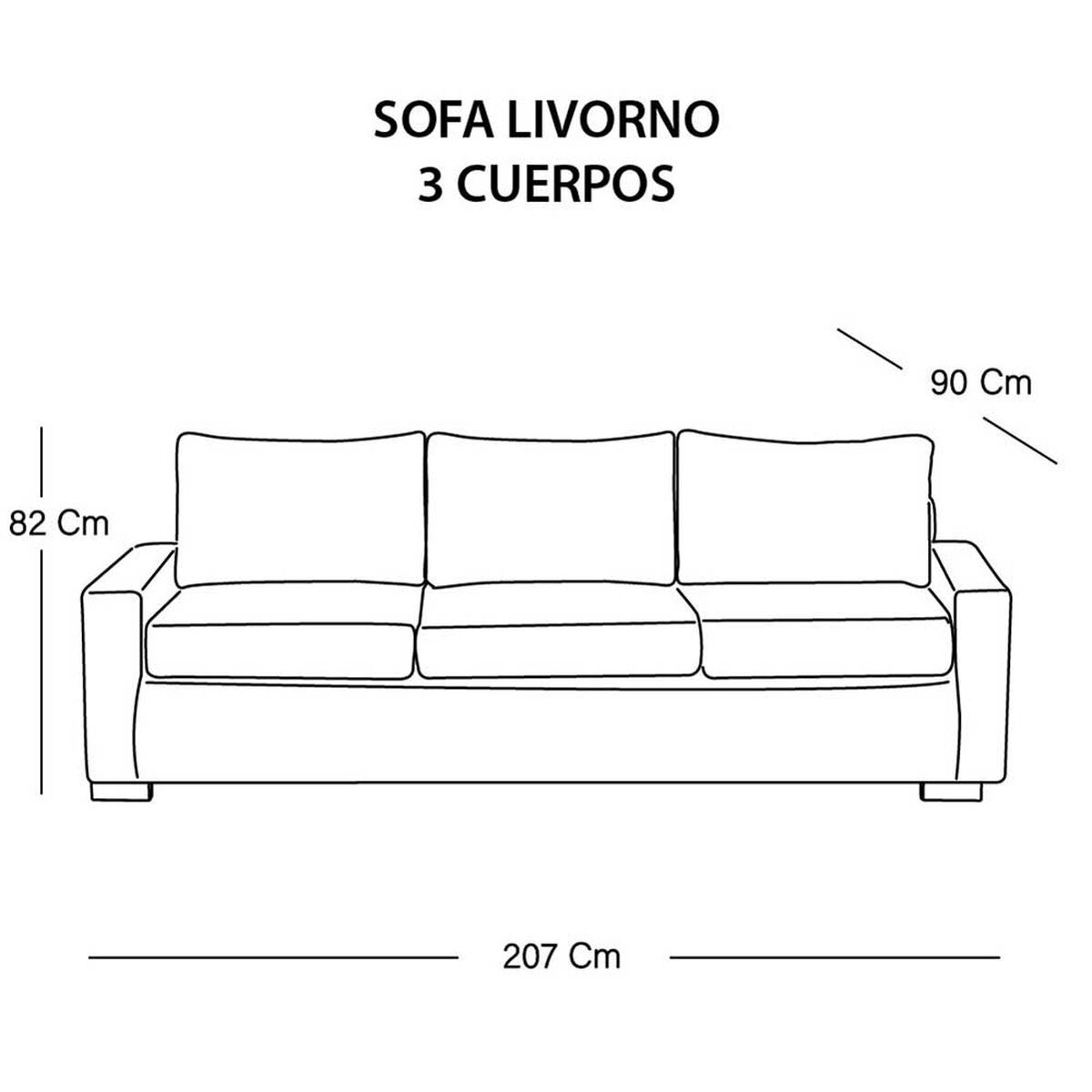 Sof&aacute; Latam Home Livorno 3 Cuerpos Verde